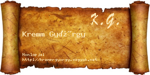 Kremm György névjegykártya