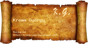 Kremm György névjegykártya